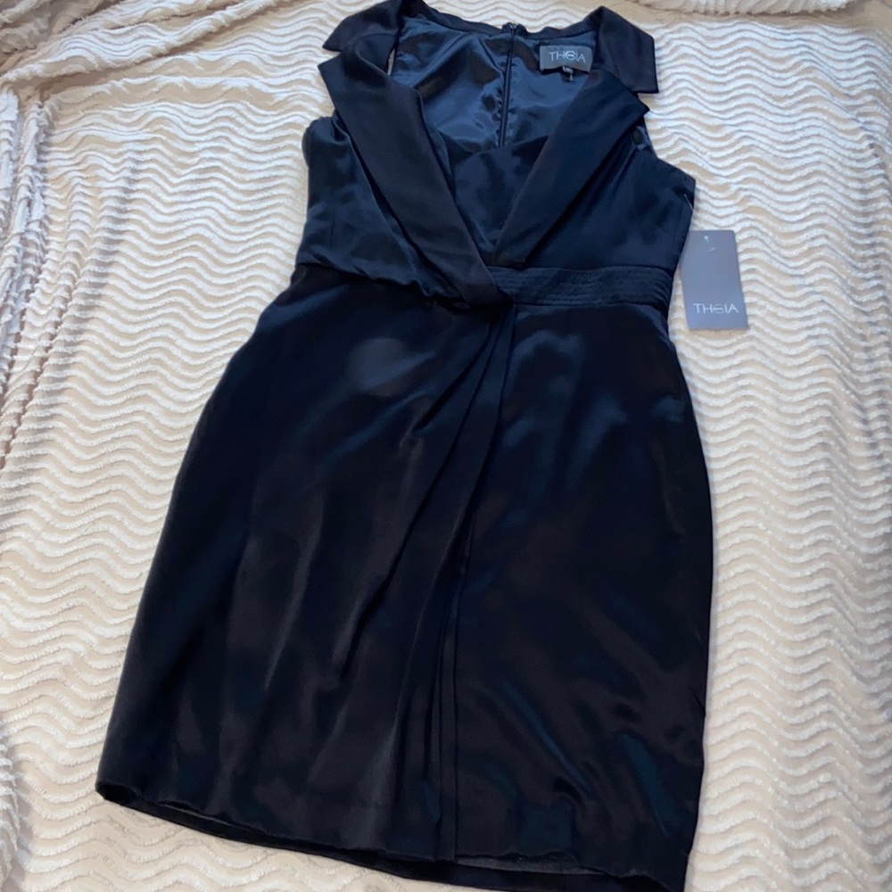 THEIA Silk Midi Dress